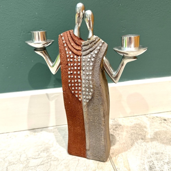 Stainless steel silver Candle Stick Holder Couple wedding candles GIFT Judaica - Picture 12 of 12